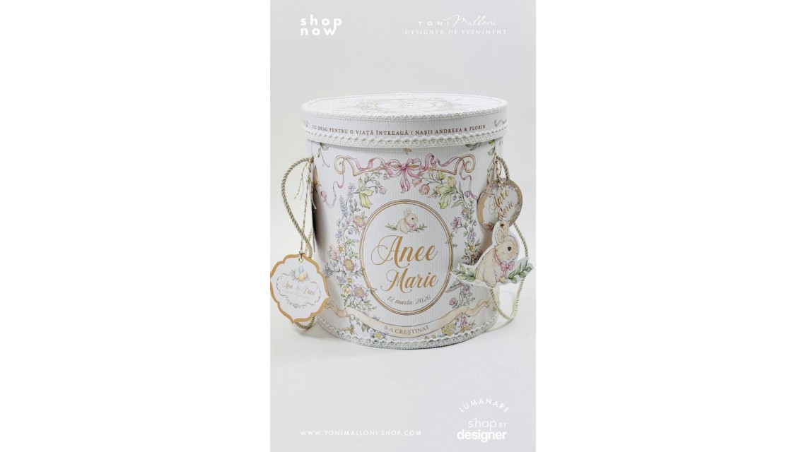 Trusou Botez Fetiță Belle Époque Floral Garden cu Iepuraș Trusou Personalizat Toni Malloni 5